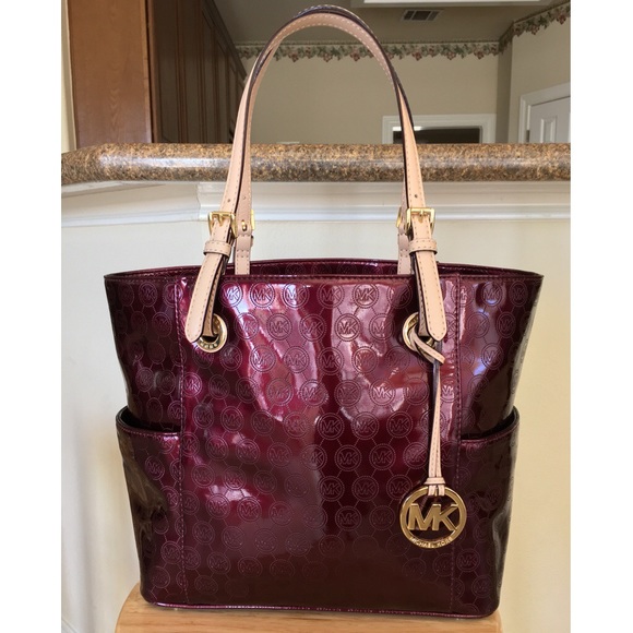 burgundy michael kors tote